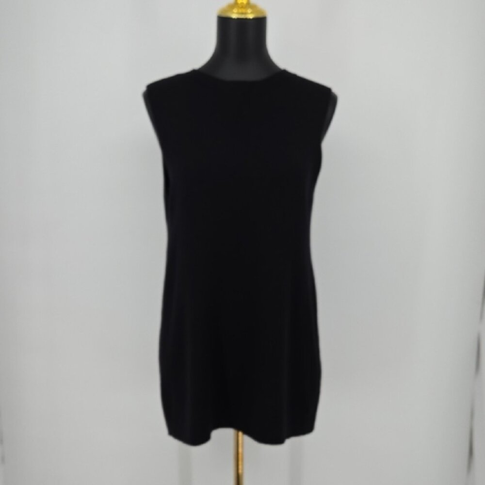 Eileen Fisher Sleeveless Black Knit Top Tunic Size Small